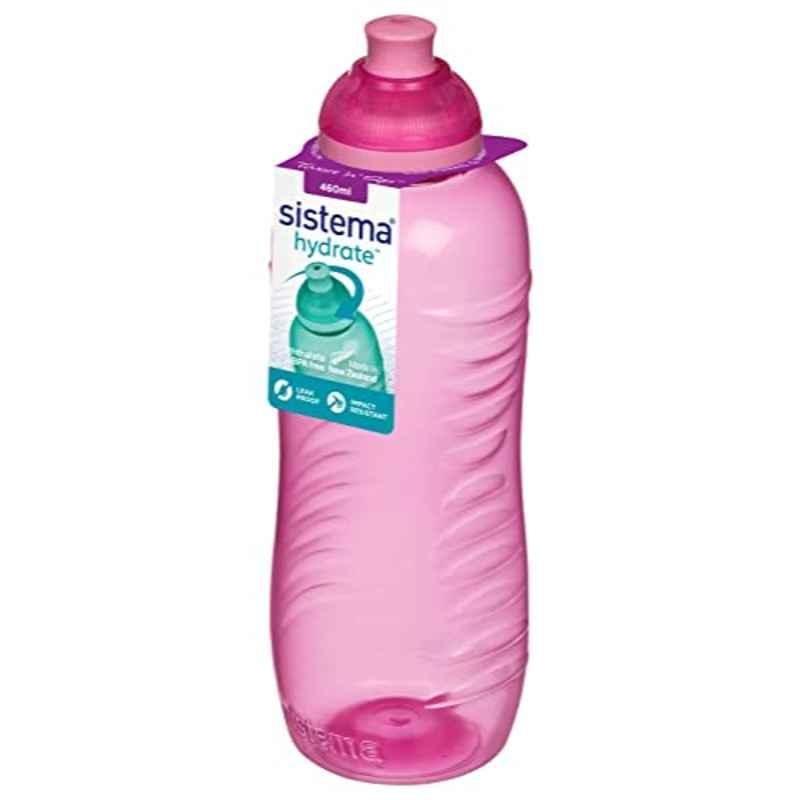 Sistema 460ml Plastic Pink Hydrate Twist N Sip Water Bottle, 802-0117