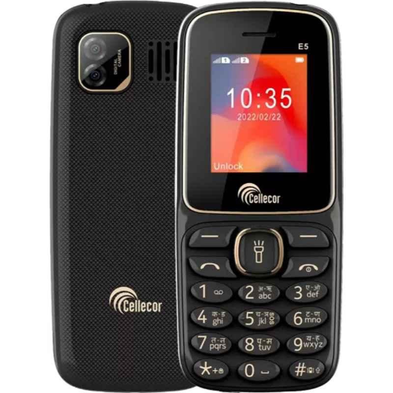 Cellecor E5 32GB/32GB 1.8 inch Black & Green Dual Sim Feature Phone with Torch Light & FM