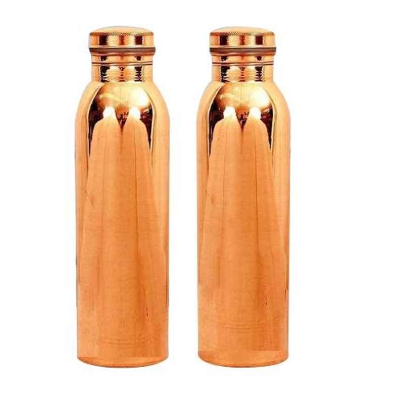 Healthchoice 750ml Pure Copper Plain Jointless Bottle (Pack of 2)