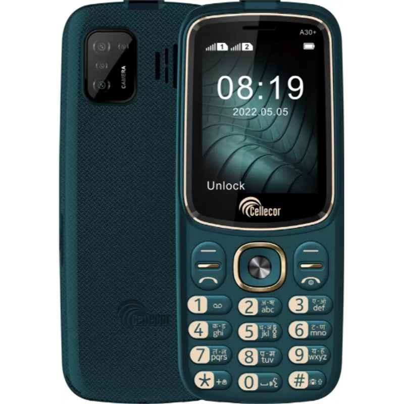 Cellecor A30+ 32GB/32GB 2.4 inch Green Dual Sim Feature Phone with Torch Light & FM