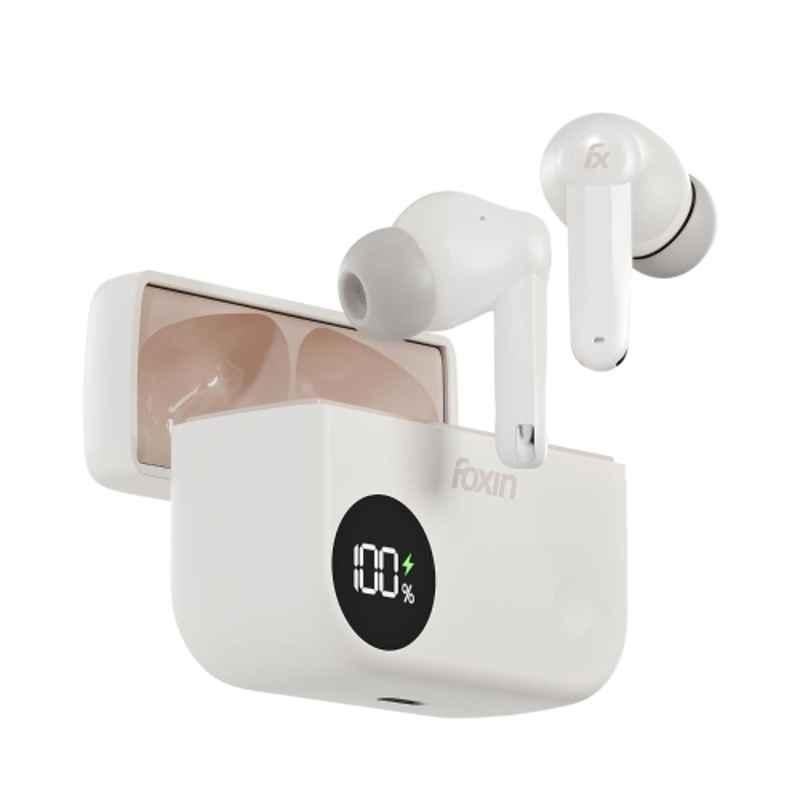 Foxin FoxBuds F1 ANC Dune Beige True Wireless Bluetooth Earbuds with 50hrs Playtime, Low Latency, Digital Display, Dual Pairing & Quad Mic ENC