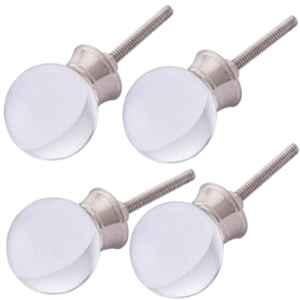 Atom 1.25 Inch Round Clear Crystal Glass Cabinet Door knob (Pack of 4)