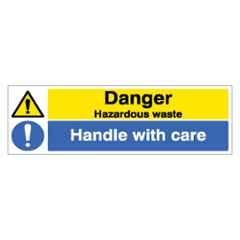 SUNSIGNS 450x150mm Vinyl & ACP Sheet Danger Hazardous Waste Handle with Care Signage, SN0156VNLM3HPIFAL