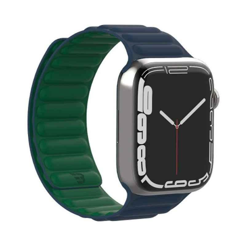 Baykron Silicone Blue & Green Magnetic Strap for Apple Watch 42mm, 44mm & 45mm, BKR-ST-45-BLGRN