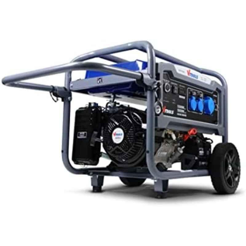 VTOOLS 5500W 25 Litre 4 Stroke Blue & Grey Portable Gasoline Generator for Outdoor Camping, VG7750E