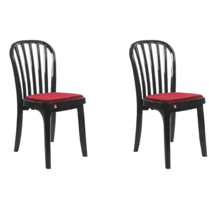 Cello Decent Deluxe Plastic Glossy Finish Black Chair (Pack of 2)