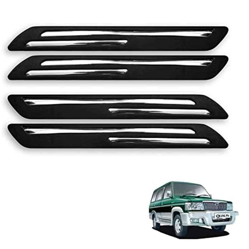 Kozdiko 4 Pcs Rubber Black Double Chrome Strips Car Bumper Protector Guard Set for Toyota Qualis