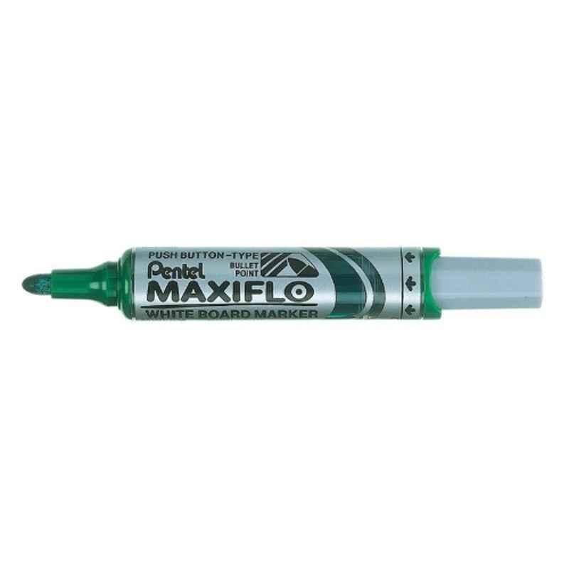 Pentel Maxiflo 2.5mm Green White Board Marker, (Pack of 12)