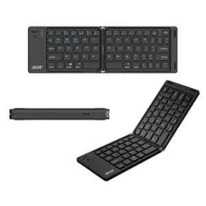 Acer MiniFold 180mAh 66-Key Black Foldable Portable Bluetooth Keyboard with Bluetooth 5.0, Rechargeable Battery, Type-C Charging, ZC.A01SI.39Z