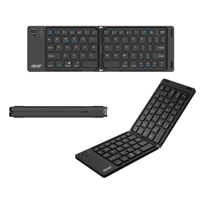 Acer MiniFold 180mAh 66-Key Black Foldable Portable Bluetooth Keyboard with Bluetooth 5.0, Rechargeable Battery, Type-C Charging, ZC.A01SI.39Z