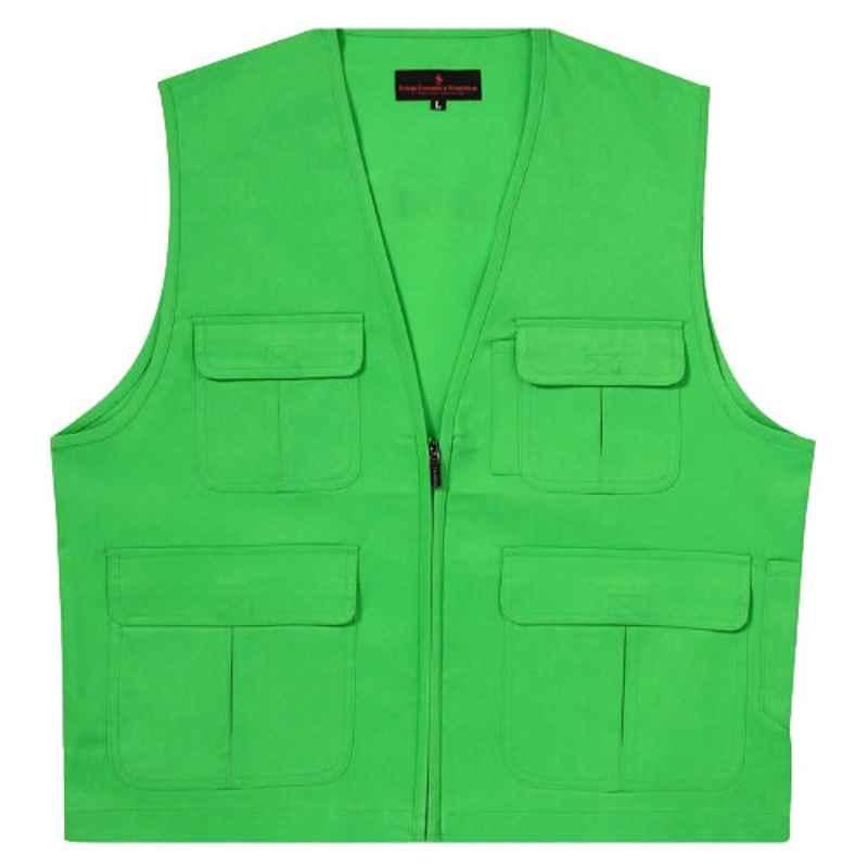 Superb Uniforms Cotton Green Construction Vest Jacket, SUW/G2/VJ-01, Size: S