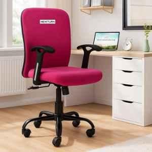 Newturn Rainbow Velvet Pink Medium Back Ergonomic Revolving Chair with Height Adjustment
