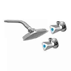 Fastgear 3 Pcs Triangle Stainless Steel Silver Chrome Finish Faucet Set with Shower, FG2215