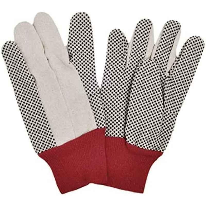 Abbasali 6 Pairs Cotton Gloves Knitted Glove Safety Dotted Grip, Size: Free