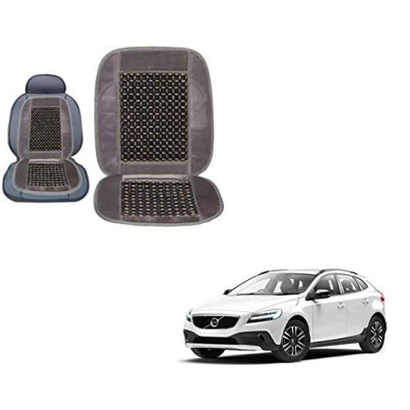 Kozdiko Wooden Bead Seat with Grey Velvet Border for Volvo V40