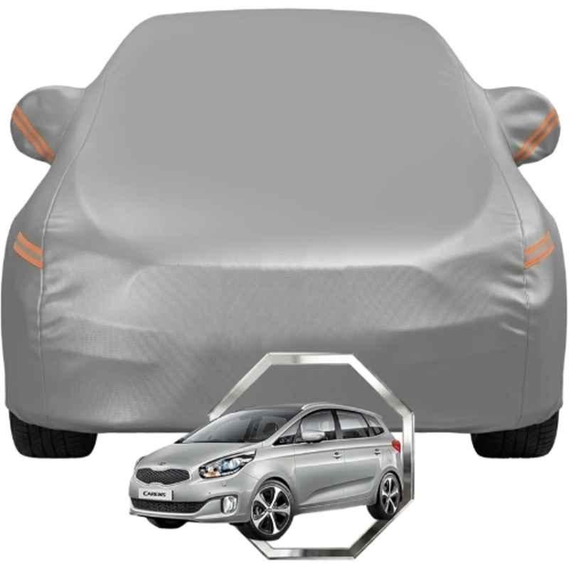 Allextreme Polyester Grey with Highlighter Car Cover with Mirror Pocket & Triple Stitched Bottom Elastic for Kia Carens All Model & Years, CARENS-KIA-COV-GRY