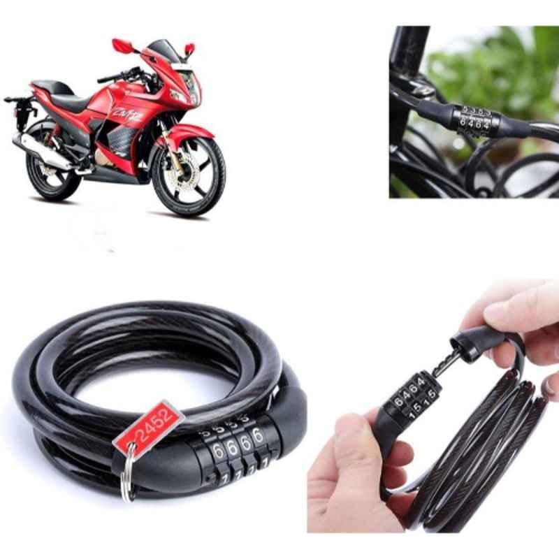 Auto Pearl PVC & Plastic Black 4 Digit Combination Cable Lock, 657