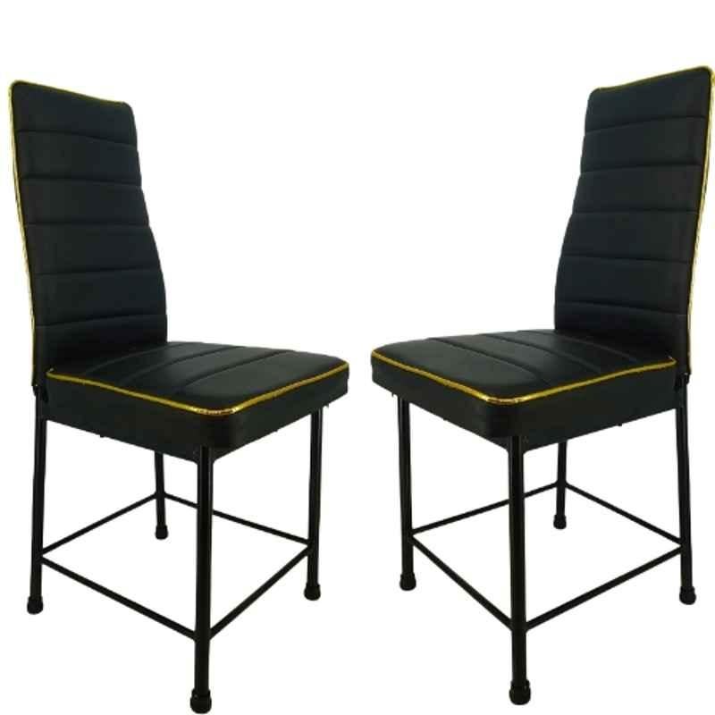 Newturn Bloom Faux Leather Dark Black Dining Chair (Pack of 2)