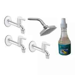 Fastgear 5 Pcs Marc Stainless Steel Silver Chrome Finish Faucet Set with Shower, FG2229