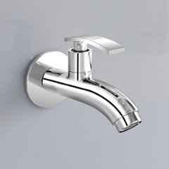 Plantex Long Body Bib Cock Water Tap with Water Saving Nozzle for Kitchen Tap/Bib Tap with Wall Flange and Teflon Tape for Bathroom -ZUR-1503-Chrome