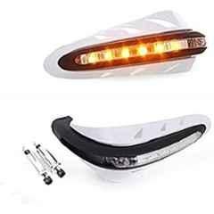Meenu Arts Motorcycle Handguards with Led Light for 7/8 inch Grips - 300 * 140 * 110Mm (White) for Royal Enfield Classic Chrome