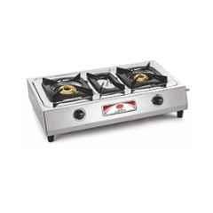 Padmini 2 Burner Silver Manual Ignition Stainless Steel Gas Stove with Drip Tray, 2BR CS-203