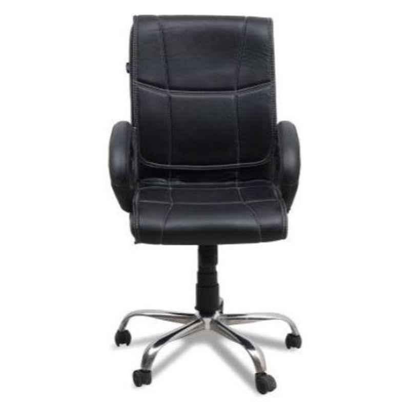 MRC Swift Black Leather Mid Back Revolving Office Chair