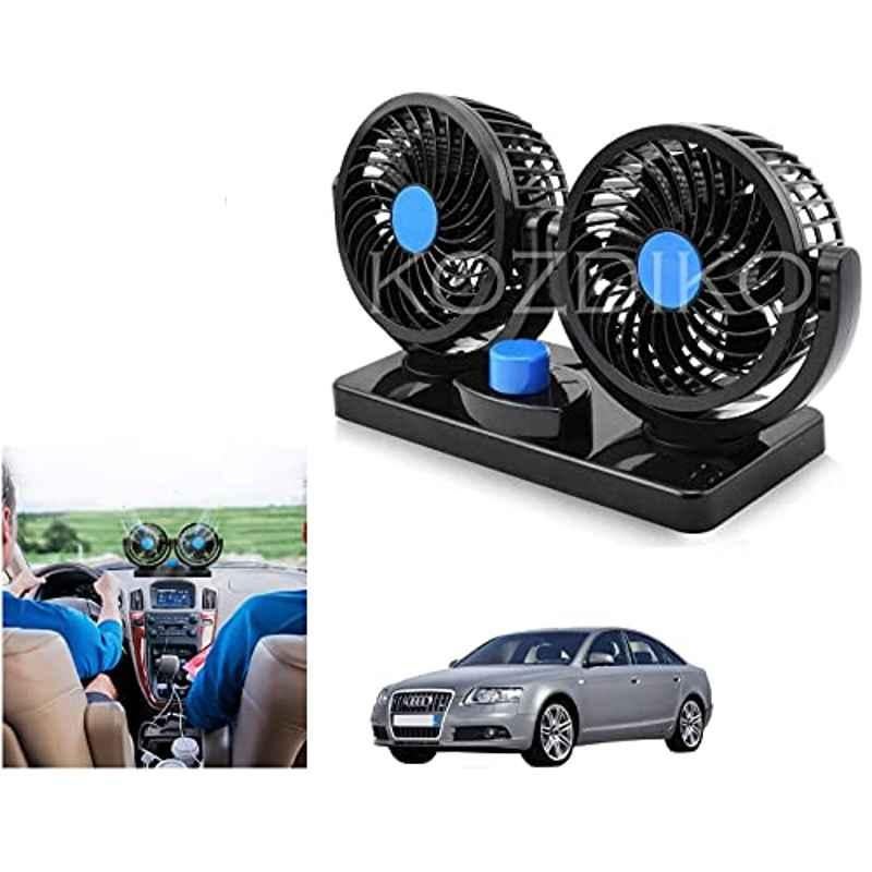 Kozdiko 12V Copper Black Dual Head Rotatable Electric Car Dashboard Fan with 360 Degree for Audi A6