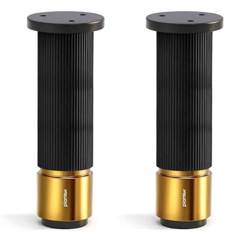 Plantex 6 inch Aluminium Black & Gold Stylish Sofa Legs with Rubber Grip, DTS-77 (Pack of 2)
