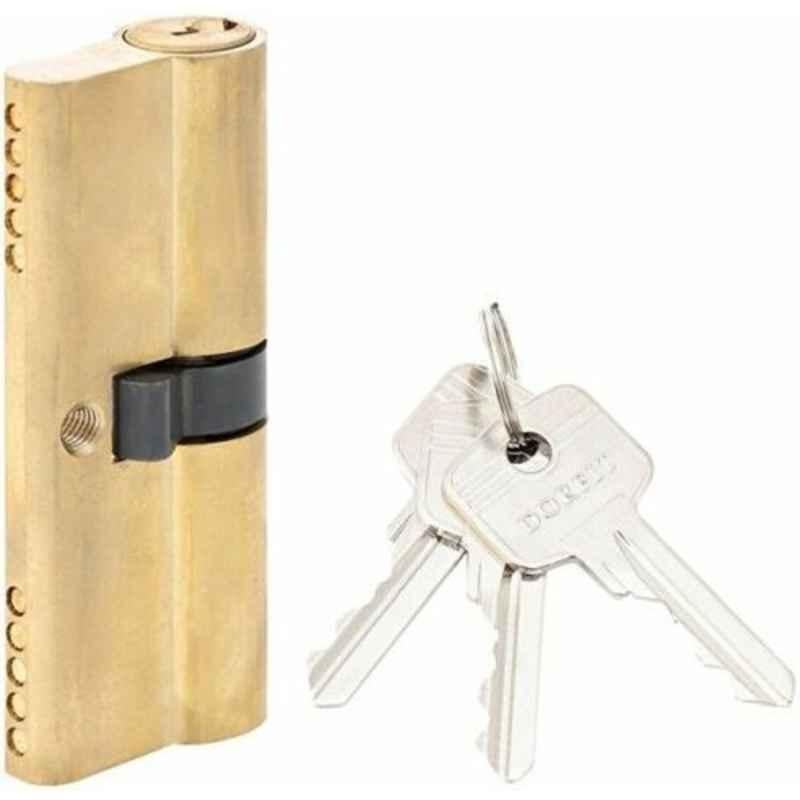 Dorfit 70mm Brass Polished Gold One Side Knob & One Side Key Cylindrical Lock