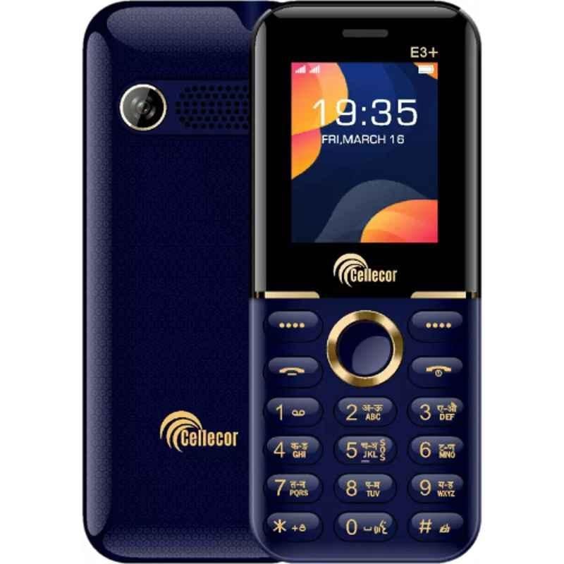 Cellecor E3+ 32GB/32GB 1.8 inch Blue Dual Sim Feature Phone with Torch Light & FM