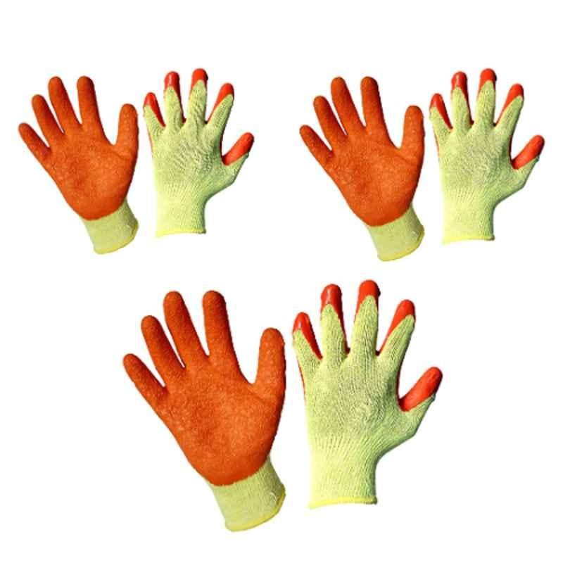 Sia Nylon Orange & Yellow Cut Resistant Hand Safety Gloves, SIA-AC-OY-3 (Pack of 3)