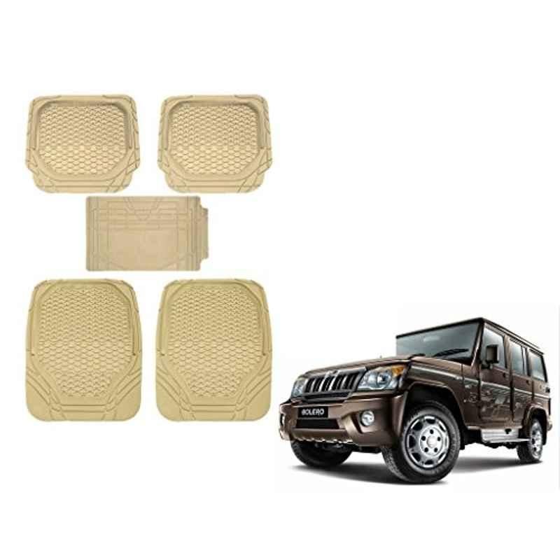 Kozdiko 5 Pcs 8855TW Beige Car Foot Mat Set for Mahindra Bolero, koz_40696
