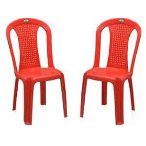 Nilkamal 4002 BRD Plastic Red Outdoor Chair, (Pack of 2)