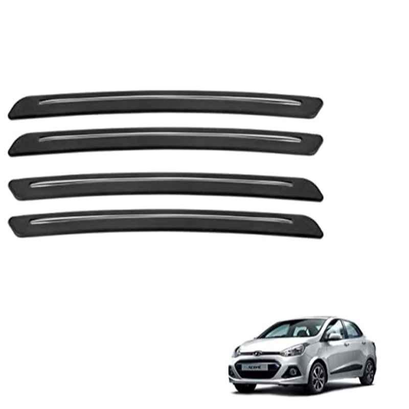 Kozdiko 4 Pcs Rubber Black Car Bumper Protector Set with Chrome Strip for Hyundai Xcent