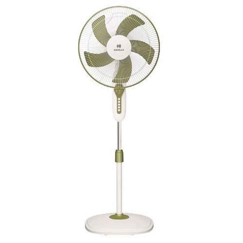 Havells Pentaforce 48W White & Green Pedestal Fan, FHSPFSTPIG16, Sweep: 400 mm