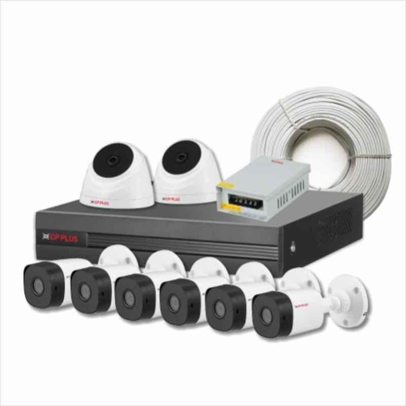 CP Plus 2.4MP 2 Dome, 6 Bullet, 8 Channel DVR Kit without Hard Disk, CP-UCK-TD62N-B1