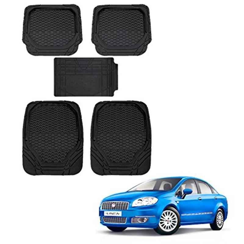 Kozdiko 8855TW 5 Pcs Rubber Black Rubber Car Mat Set for Fiat Linea Classic