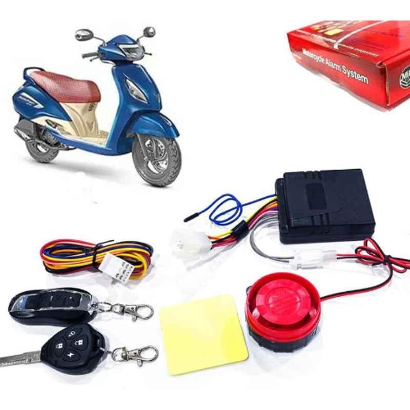 Auto Pearl 12V Black Two-Way Anti Theft Motorcycle Alarm Kit with 2 Pcs Remote for Jupiter Grande BS6