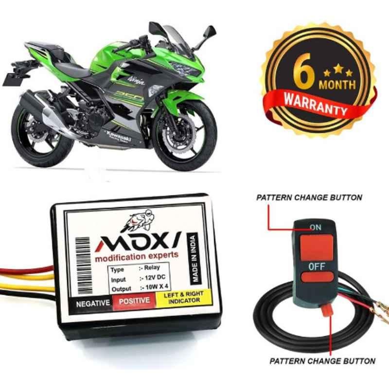 Auto Pearl 12V Black Front & Rear Flasher Indicator Light with Switch for Kawasaki Ninja 250