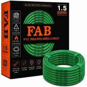 FAB 1.5 Sqmm Single Core Green FR PVC CCS Copper Insulated House Wire, Length: 91 m