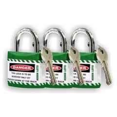Asian Loto 3 Pcs 65mm Green Long Shackle Jacket Padlocks Set for Safety, ALC-LPL-GGG