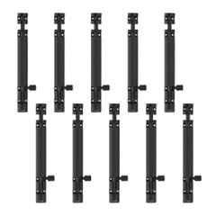 Atom 8 inch Aluminium Black Finish Heavy Duty Joint-Less Tower Bolt, TB002-08 inch-BLK-110 (Pack of 10)