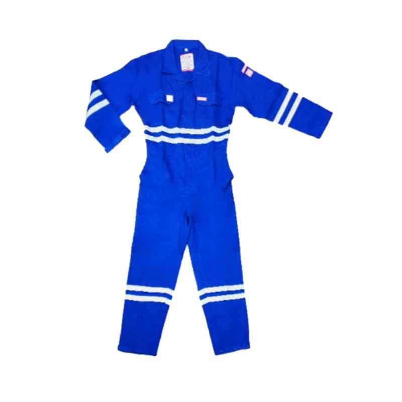 Nomadic FRC320 320 GSM Royal Blue Fire Retardant Cotton Coverall, Size: 4XL