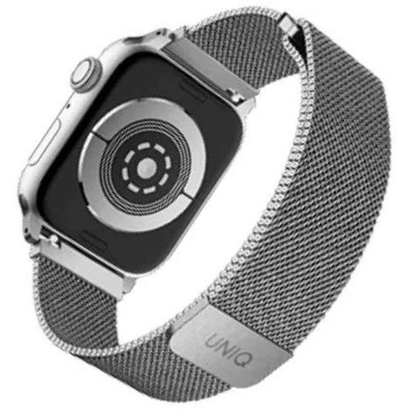 Uniq Dante Stainless Steel Sterling Silver Strap for Apple Watch Series 4/5/6/SE 44mm, UNIQ-44MM-DANSIL