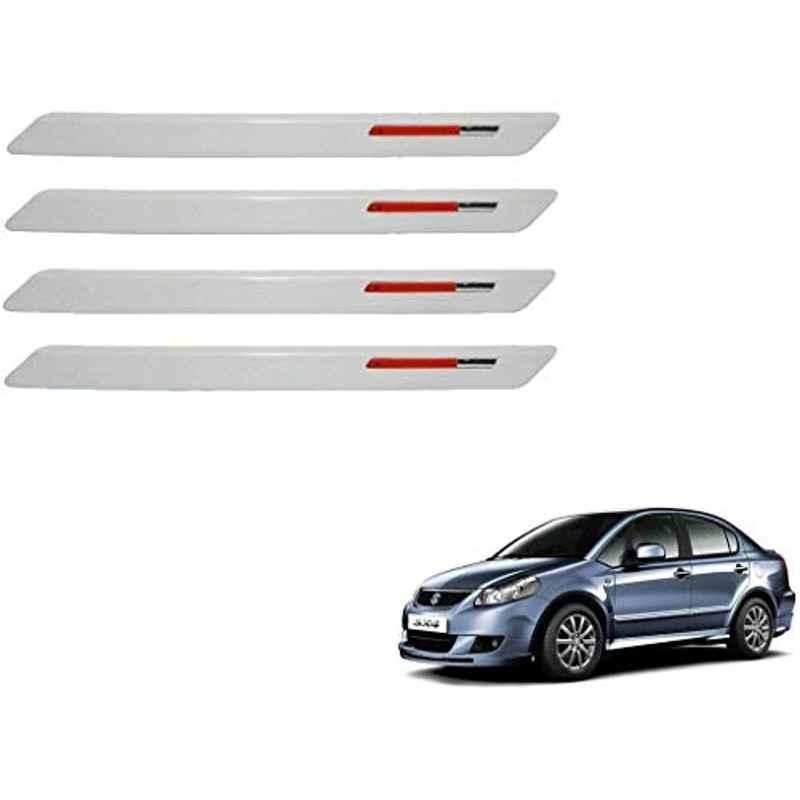Kozdiko 4 Pcs White & Red Designer Car Bumper Protector Set for Maruti Suzuki SX4
