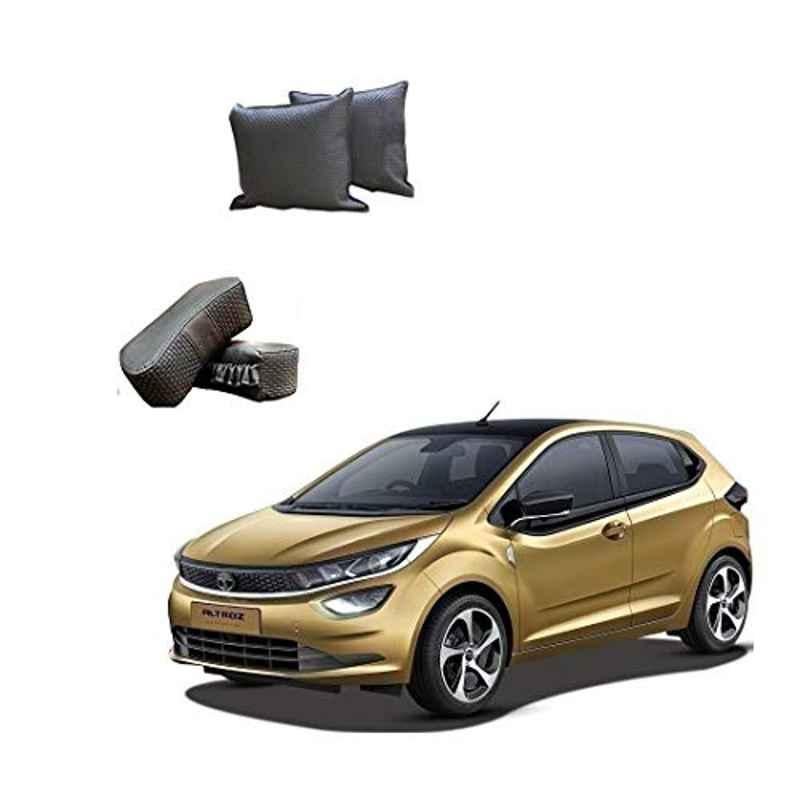 Kozdiko One Pair Grey Neck Rest & One Pair Cushion Combo for Tata Altroz