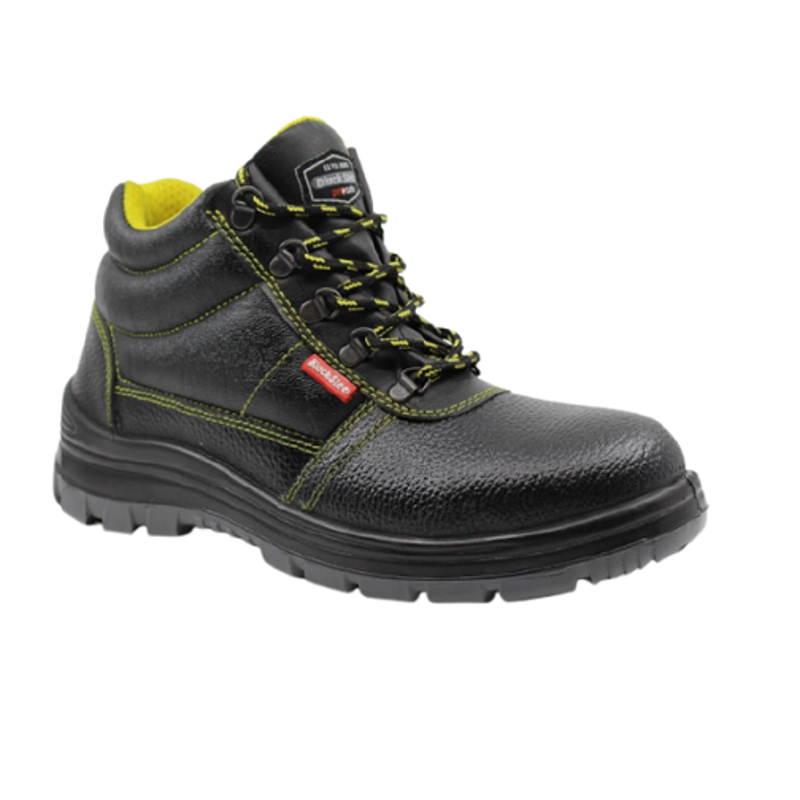 Blacksteel SZ 02 Leather Steel Toe Black Safety Shoes, Size: 9