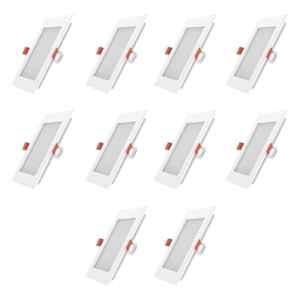 FYBROS Faro 12W Polycarbonate Warm White Square LED Panel Light, FLS5083J (Pack of 10)