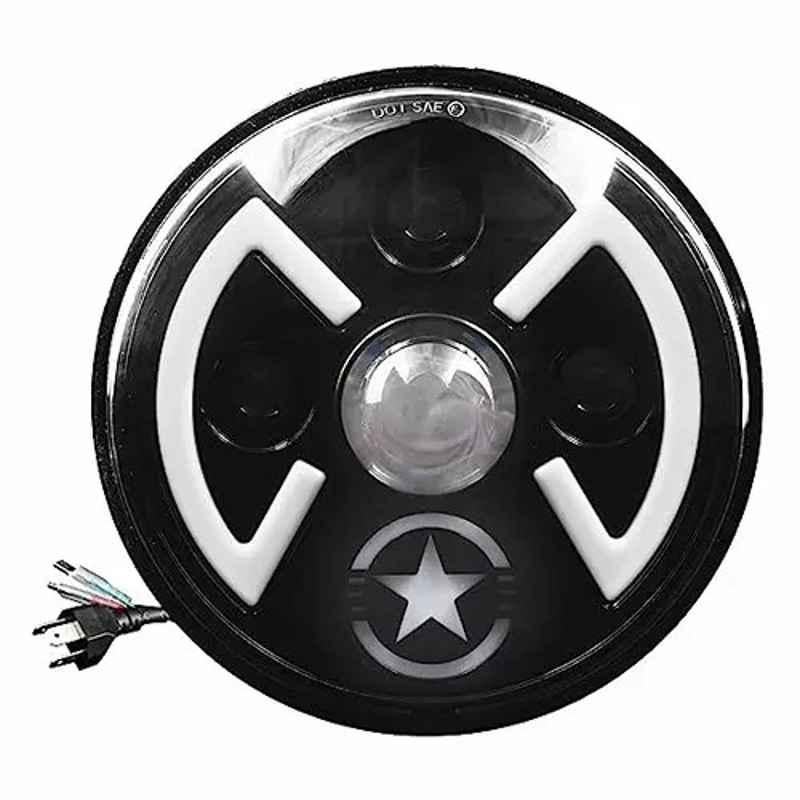 Oswin Gold OG-7-1 White Black 18x9x10 cm Ealuminum Alloy 75 W Bullet, Harley Davidson & Jeep Wrangler Led Headlight